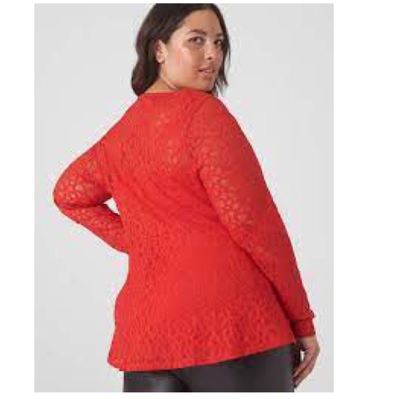 NWOT LANE BRYANT Classic Boatneck Peplum Sheer Lace Top - Picture 3 of 8